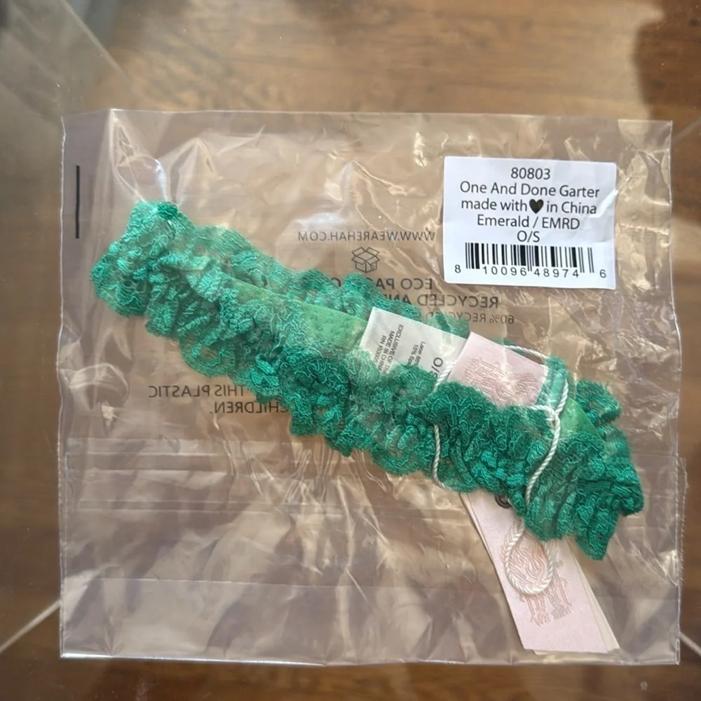 NWT HAH One and Done Lace Garter Hair Band Emerald Kelly Green St Patricks Day